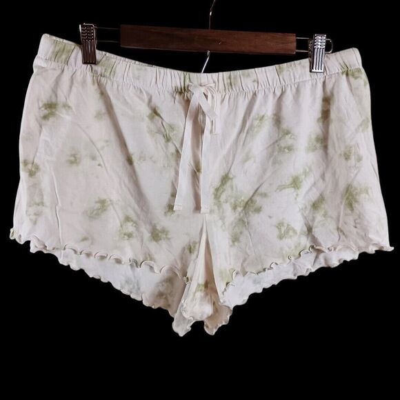 Lauren Conrad Intimates Lounge Set Tie Dye Tee Shorts White Green NWT Sz L - Picture 8 of 10